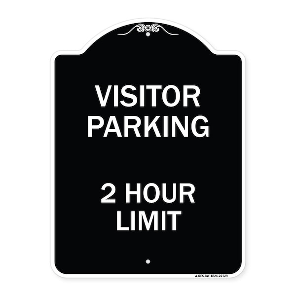 Visitor Parking Visitor Parking 2 Hour Limit Heavy-Gauge Aluminum Sign, 24" x 18", BW-1824-22729
